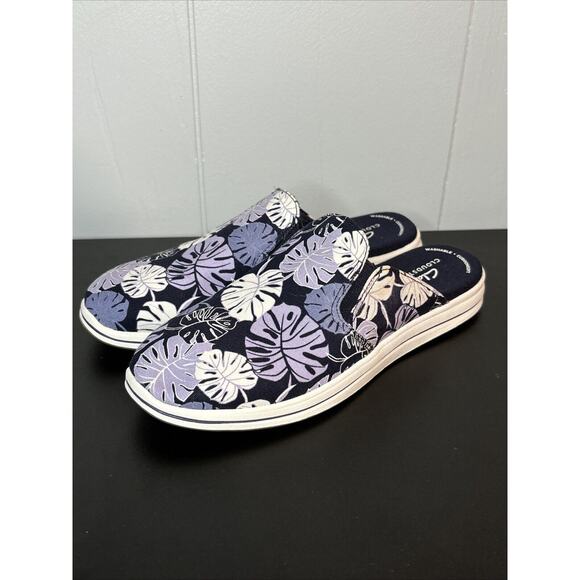 Clarks Cloudsteppers women's breeze shore Canvas Slip-on Mules shoes Lavender 7 - Picture 1 of 9